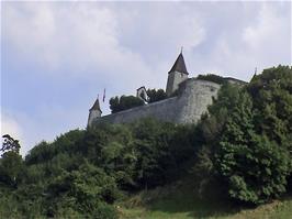 Château de Gruyères, seen from the approach to Gruyères village, 42.6 miles into the ride